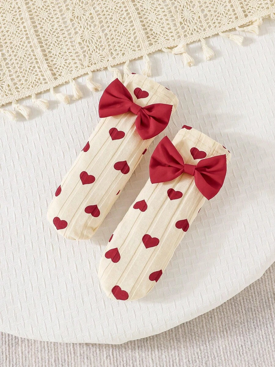 3PCS Baby Dress Gift Set with Bow Headband and Socks for Cute Daily Wear