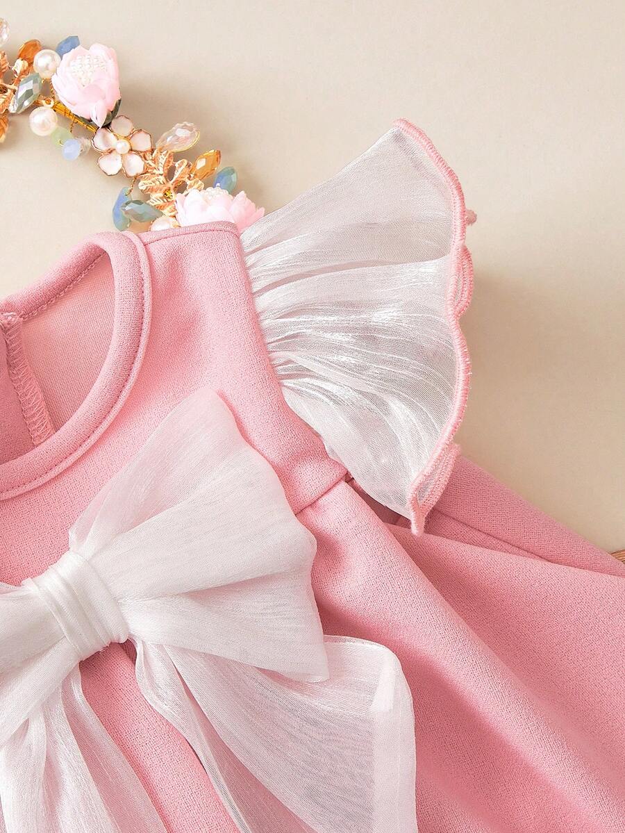 Infant Ivory Short Sleeve Dress - Elegant Textured Fabric for Little Ones
