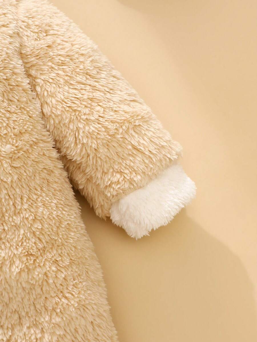 Bear Ear Hooded Jumpsuit with 3D Hat for Cute Winter Daily Wear