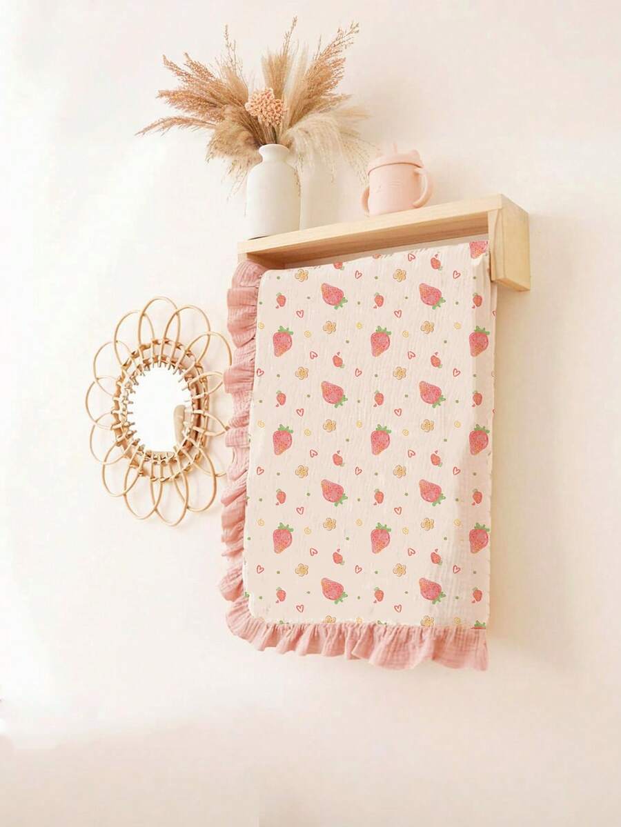 Floral Baby Cotton Blanket Soft Ruffle Edge Receiving Blanket for Newborns and Infants