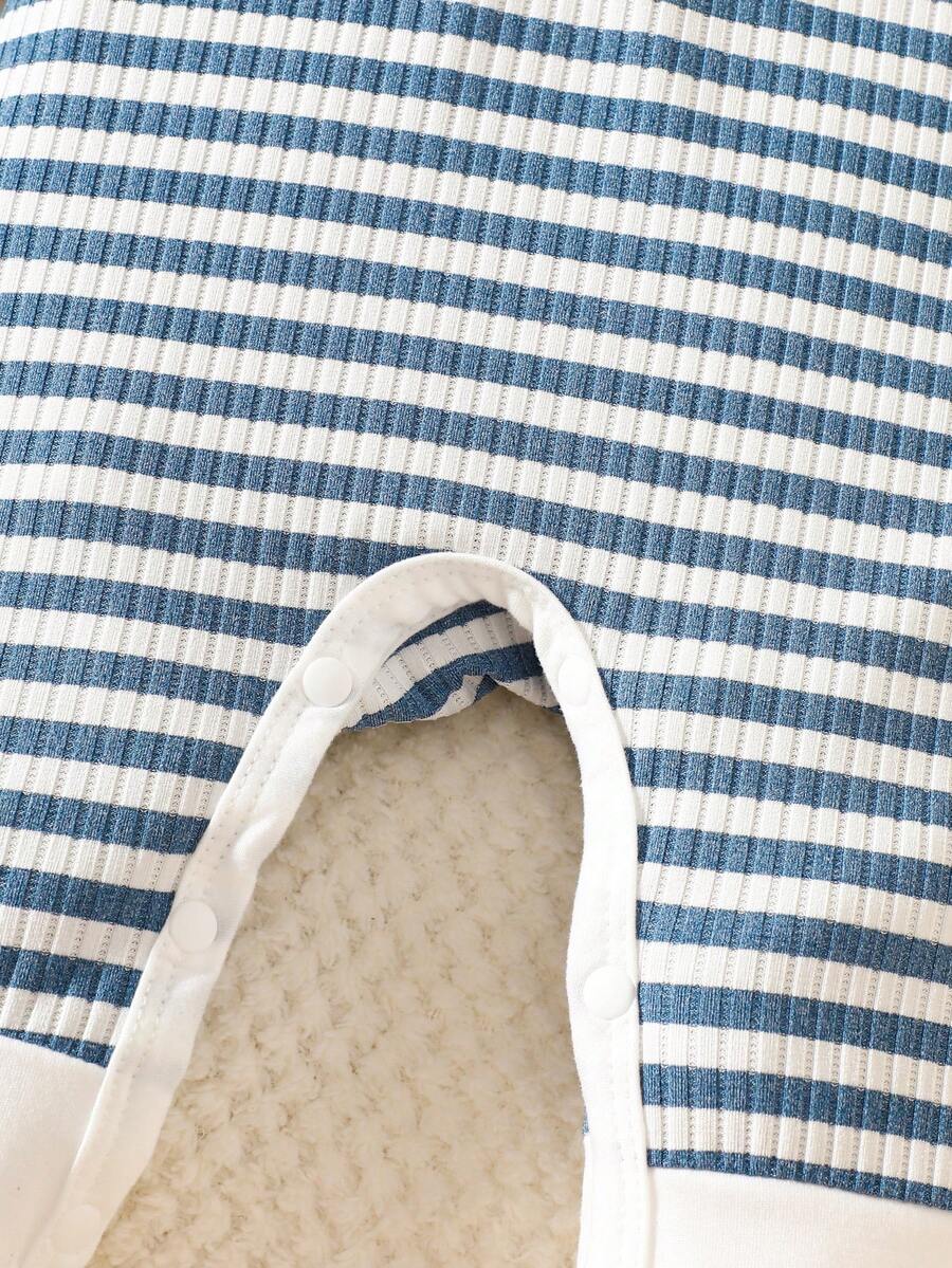 Baby Striped Collar Long Sleeve Jumpsuit for Cozy Daily Wear in Fall and Winter