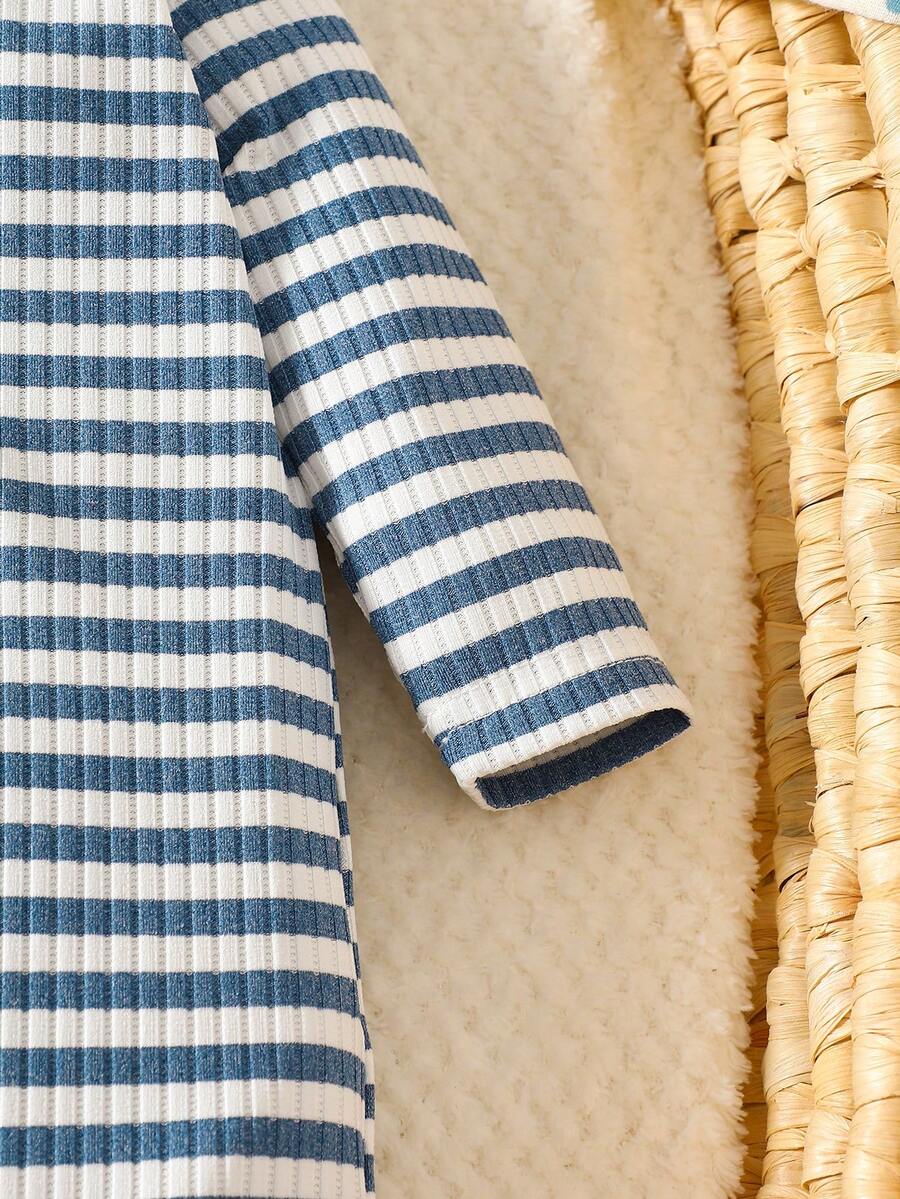 Baby Striped Collar Long Sleeve Jumpsuit for Cozy Daily Wear in Fall and Winter