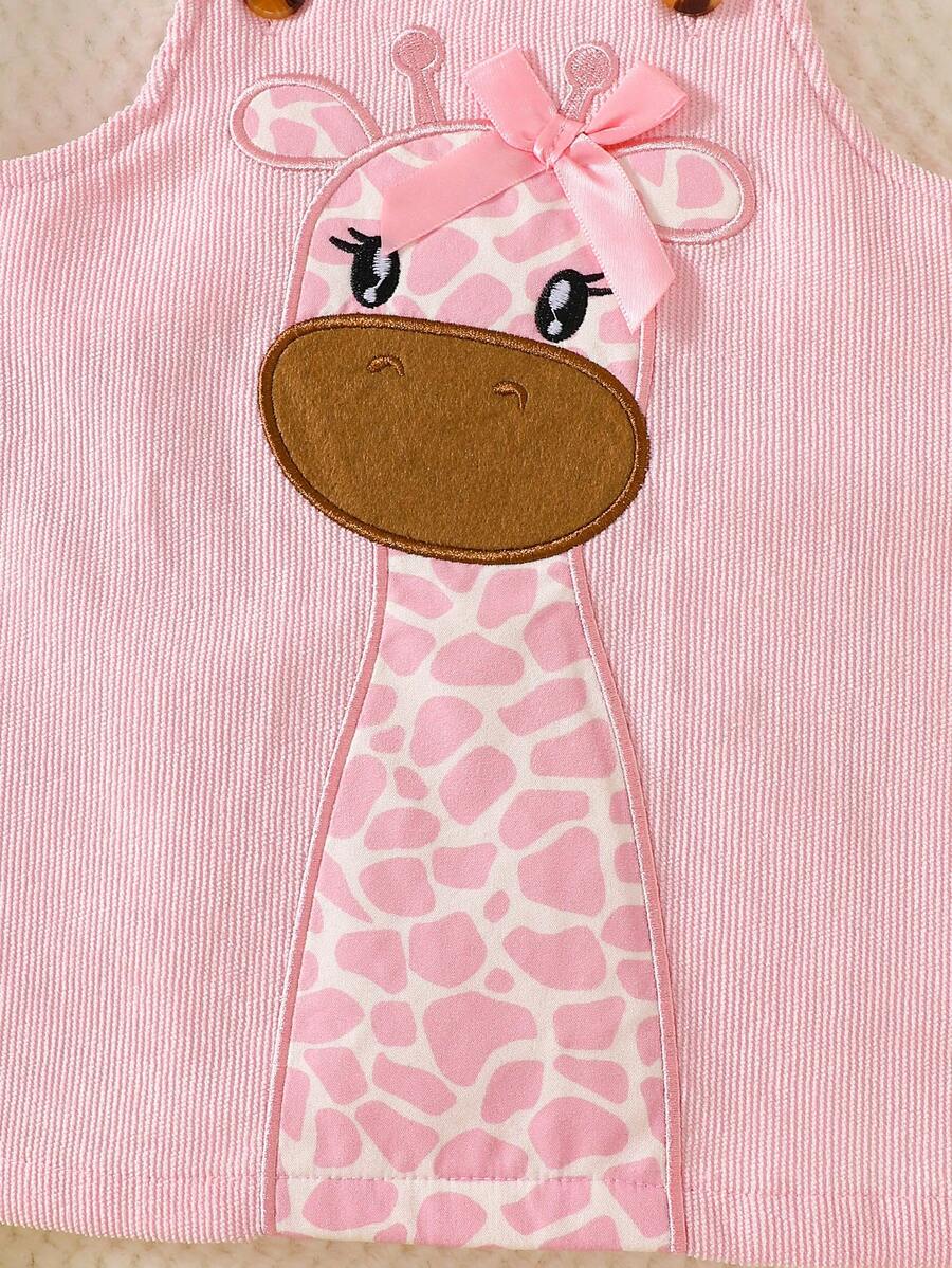 Spring Autumn Suspender Dress - Cute Casual Embroidered Deer Outfit for Baby Girls
