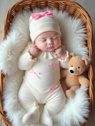 3PCS Baby Princess Style Jumpsuit Set for Spring and Autumn Daily Wear
