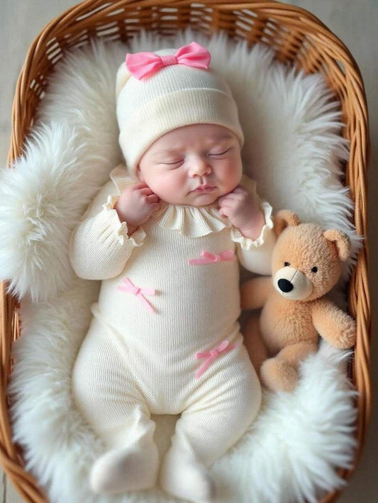 3PCS Baby Princess Style Jumpsuit Set for Spring and Autumn Daily Wear