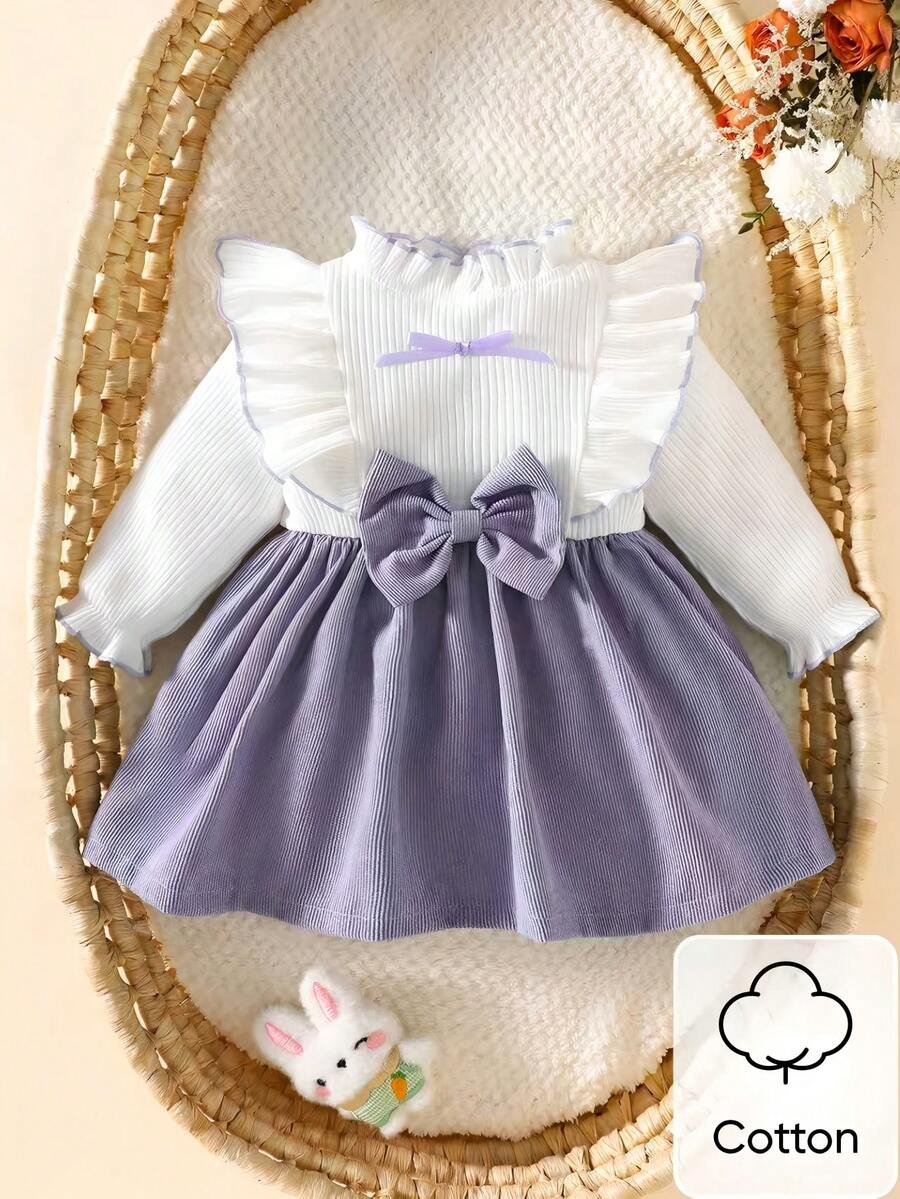 Baby Heart Pattern Dress and Headband Set for Cute All Season Daily Wear