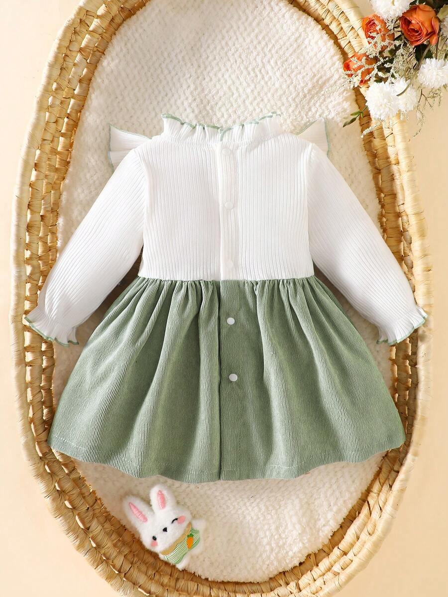 Baby Heart Pattern Dress and Headband Set for Cute All Season Daily Wear