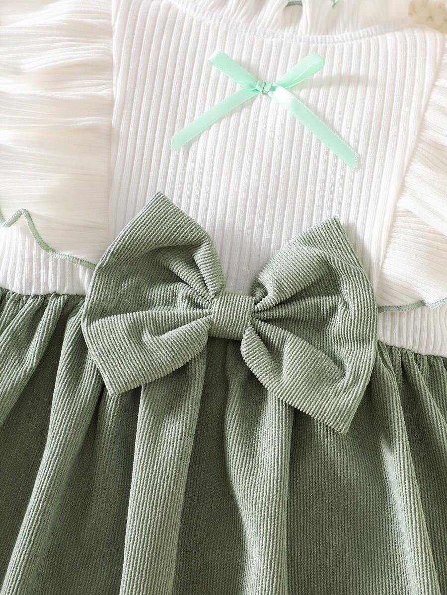 Baby Heart Pattern Dress and Headband Set for Cute All Season Daily Wear