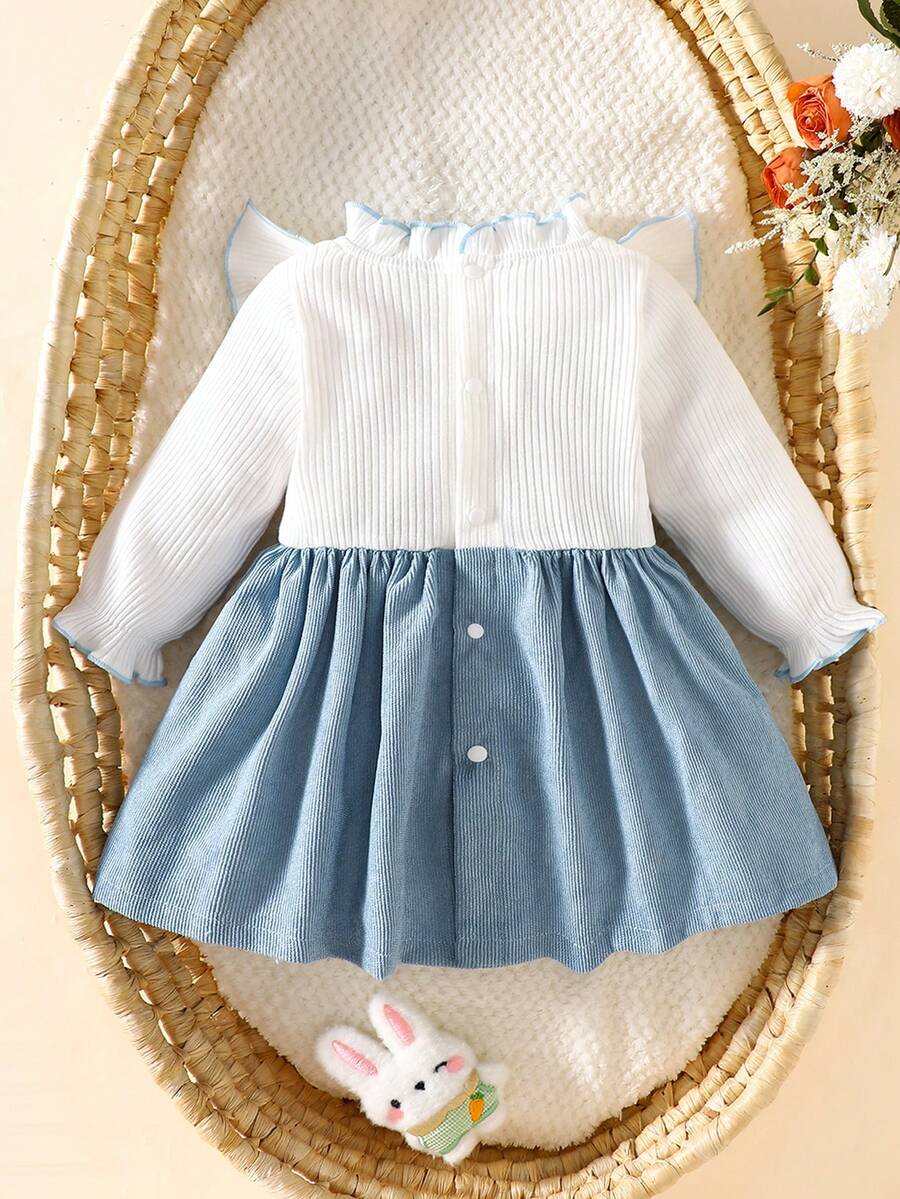 Baby Heart Pattern Dress and Headband Set for Cute All Season Daily Wear