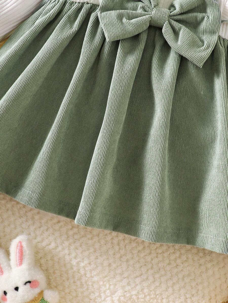 Baby Heart Pattern Dress and Headband Set for Cute All Season Daily Wear