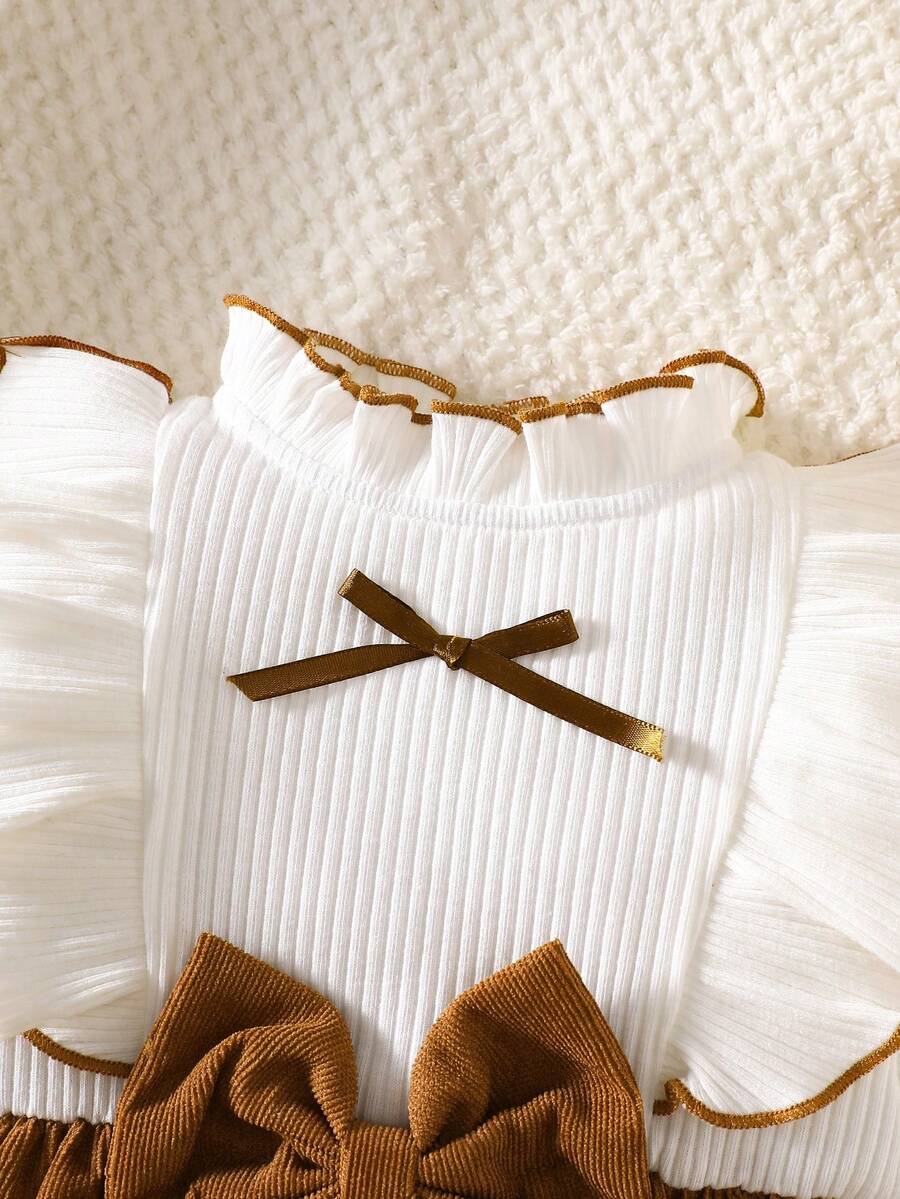 Baby Heart Pattern Dress and Headband Set for Cute All Season Daily Wear