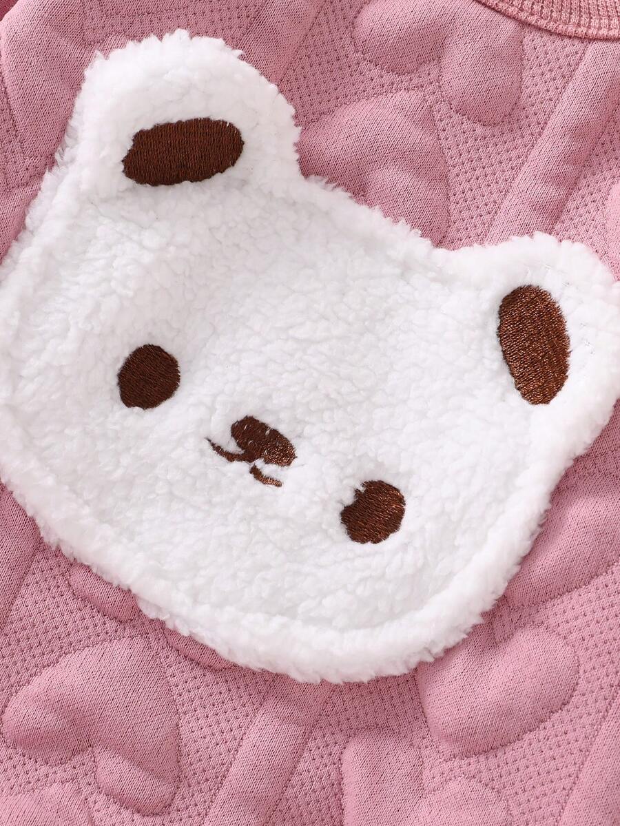 2PCS Newborn Baby Bear Print Long Sleeve Romper & Hat Set – Cozy Winter Outfit