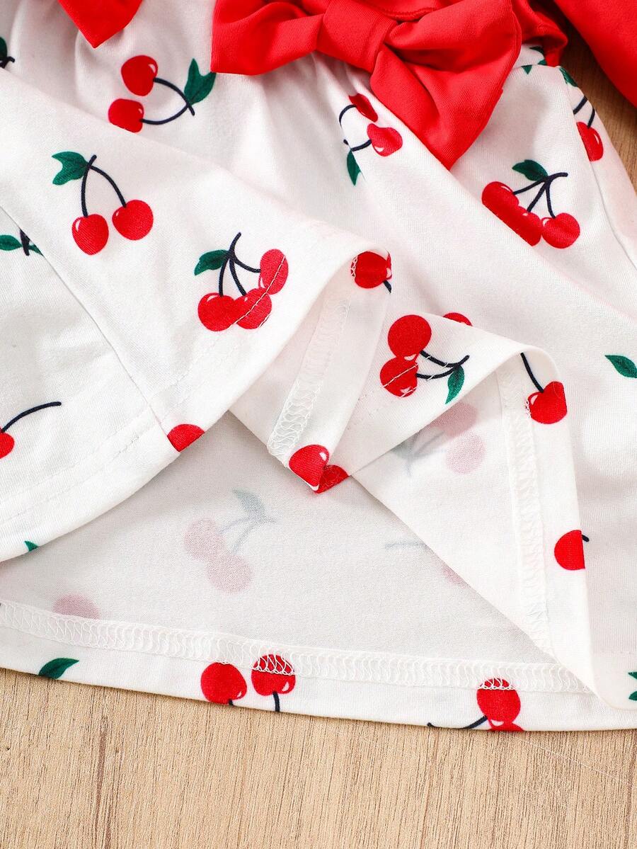 Baby Floral Bow Dress and Headband Set for Sweet Autumn and Winter Daily Wear