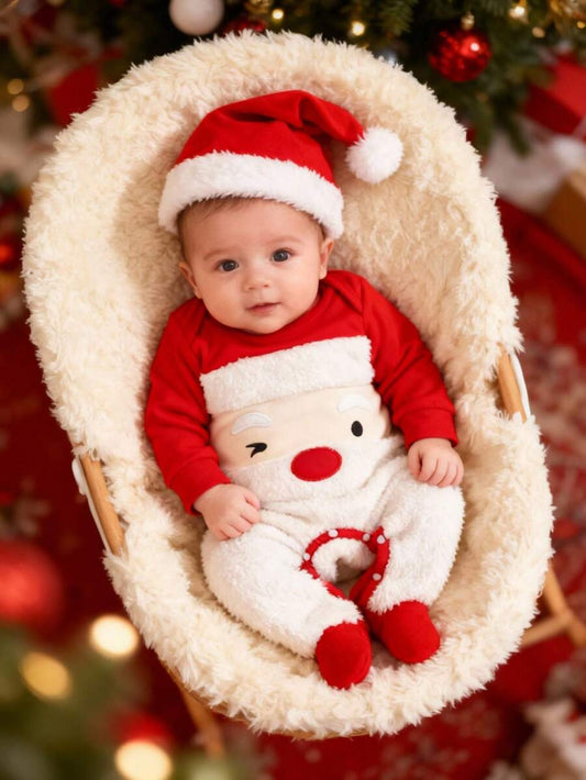 2PCS Newborn Baby Bear Print Long Sleeve Romper & Hat Set – Cozy Winter Outfit