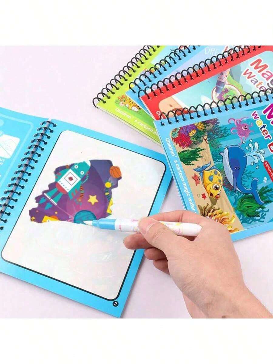 Magic Water Drawing Book Reusable Coloring and Painting Activity Book for Kids
