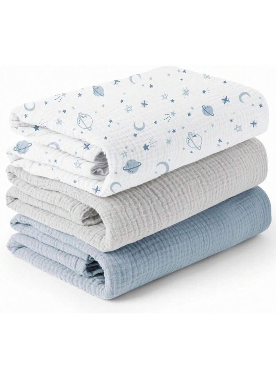3 Pack Muslin Swaddle Blankets Soft Breathable Receiving Blankets for Newborns and Infants
