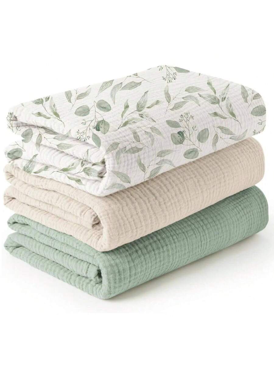 3 Pack Muslin Swaddle Blankets Soft Breathable Receiving Blankets for Newborns and Infants
