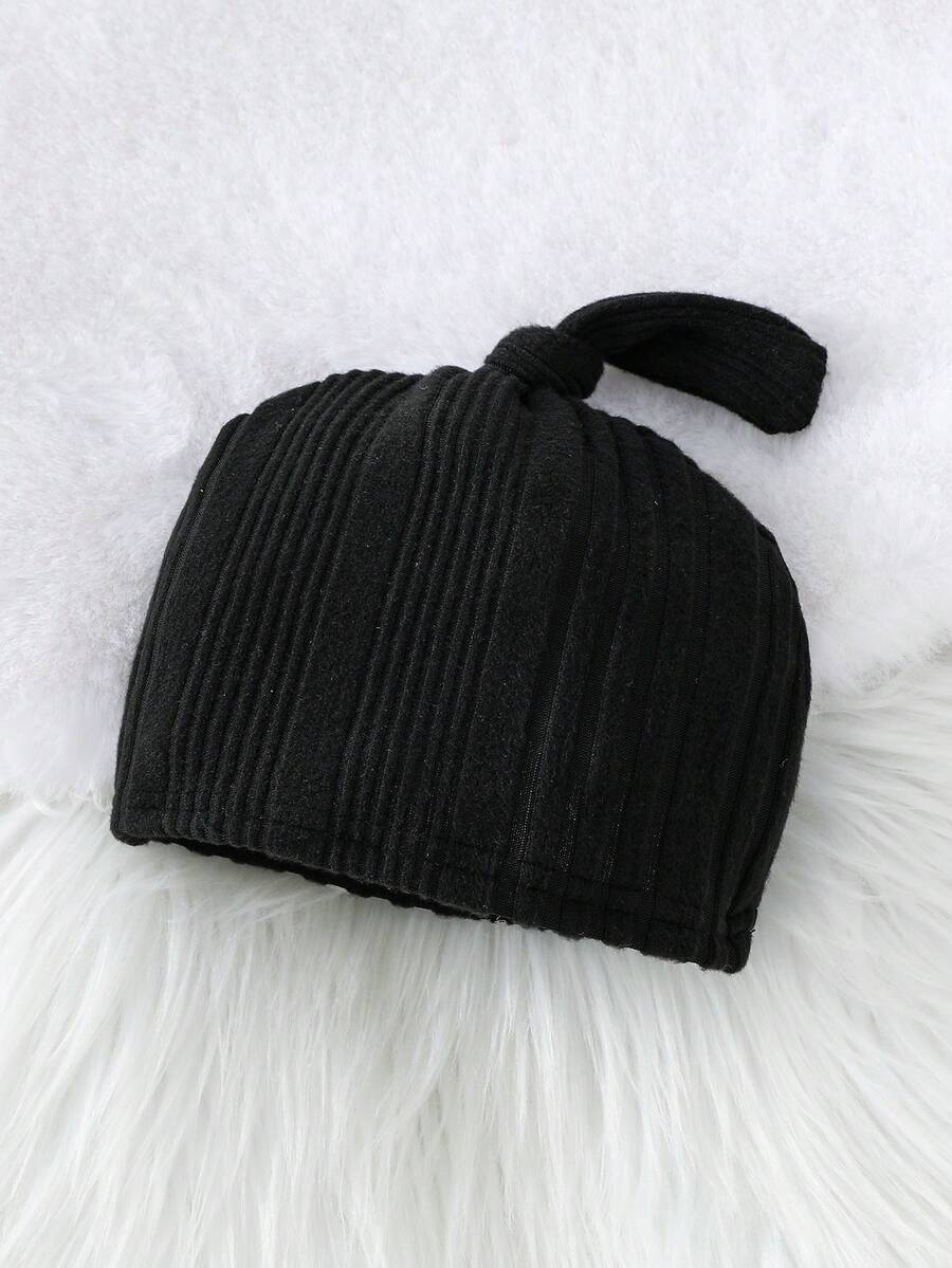 Baby Ribbed Knit Long Sleeve Jumpsuit Set with Matching Hat for Daily Wear