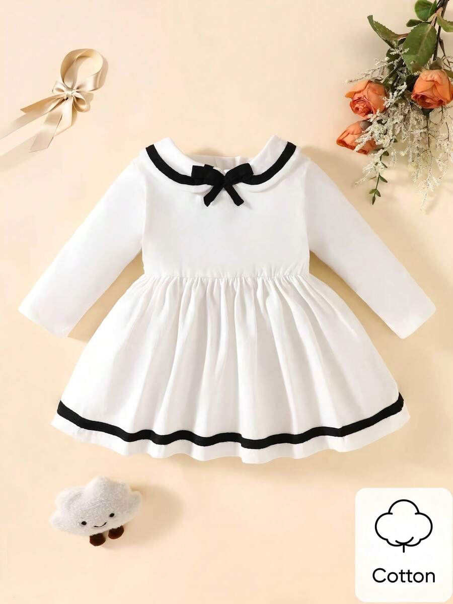 Baby Pink Heart Knit Dress with 3D Bow for Cute Daily and Outdoor Wear