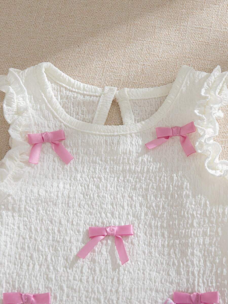 Cute Two Piece Summer Clothing Set For Little Girls Jacquard Style