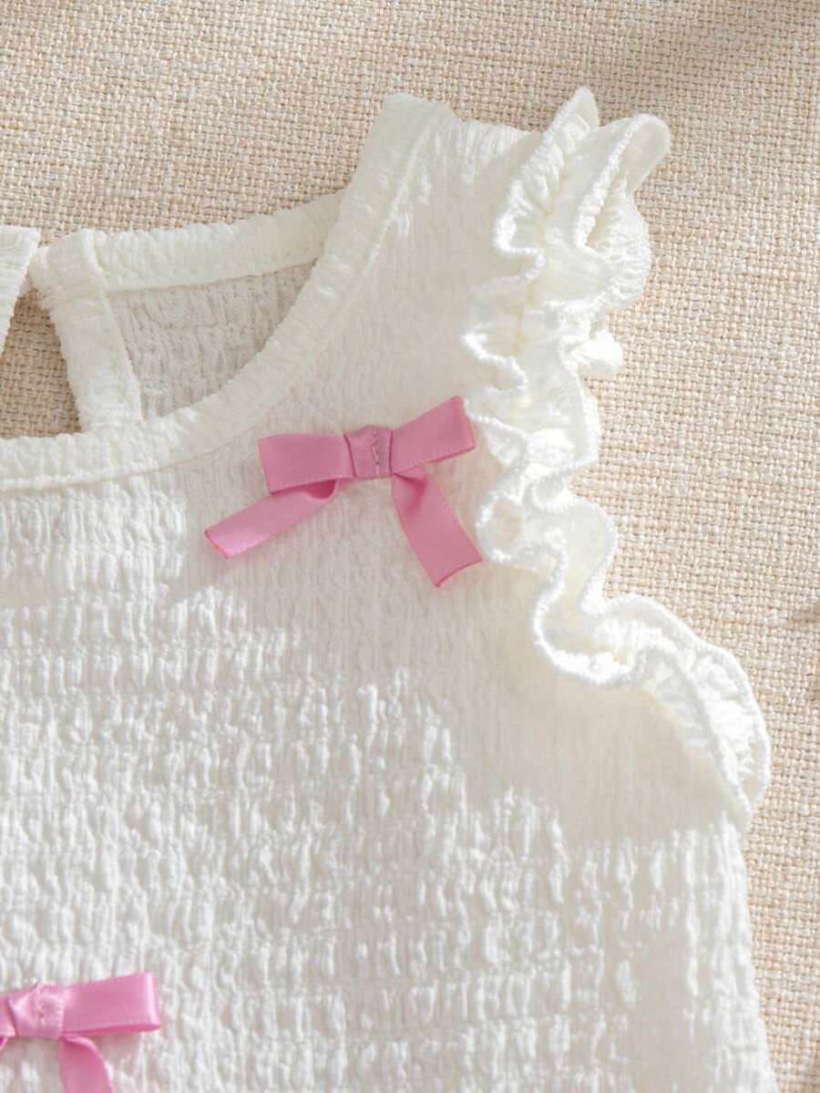 Cute Two Piece Summer Clothing Set For Little Girls Jacquard Style