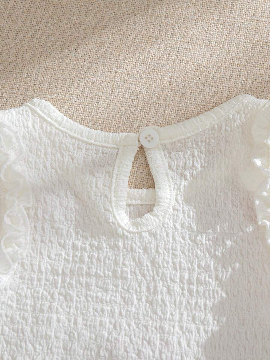 Cute Two Piece Summer Clothing Set For Little Girls Jacquard Style