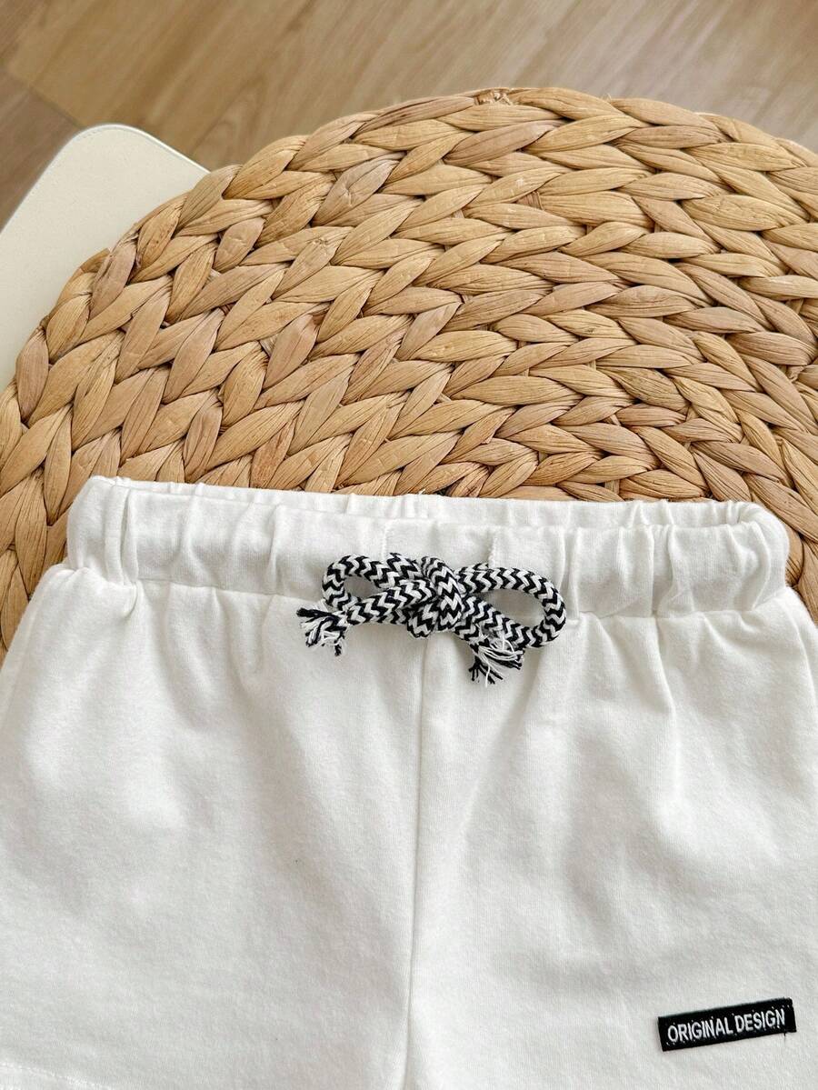 3pcs Decorative Patchwork Baby Boys Casual Shorts Set for Everyday Wear