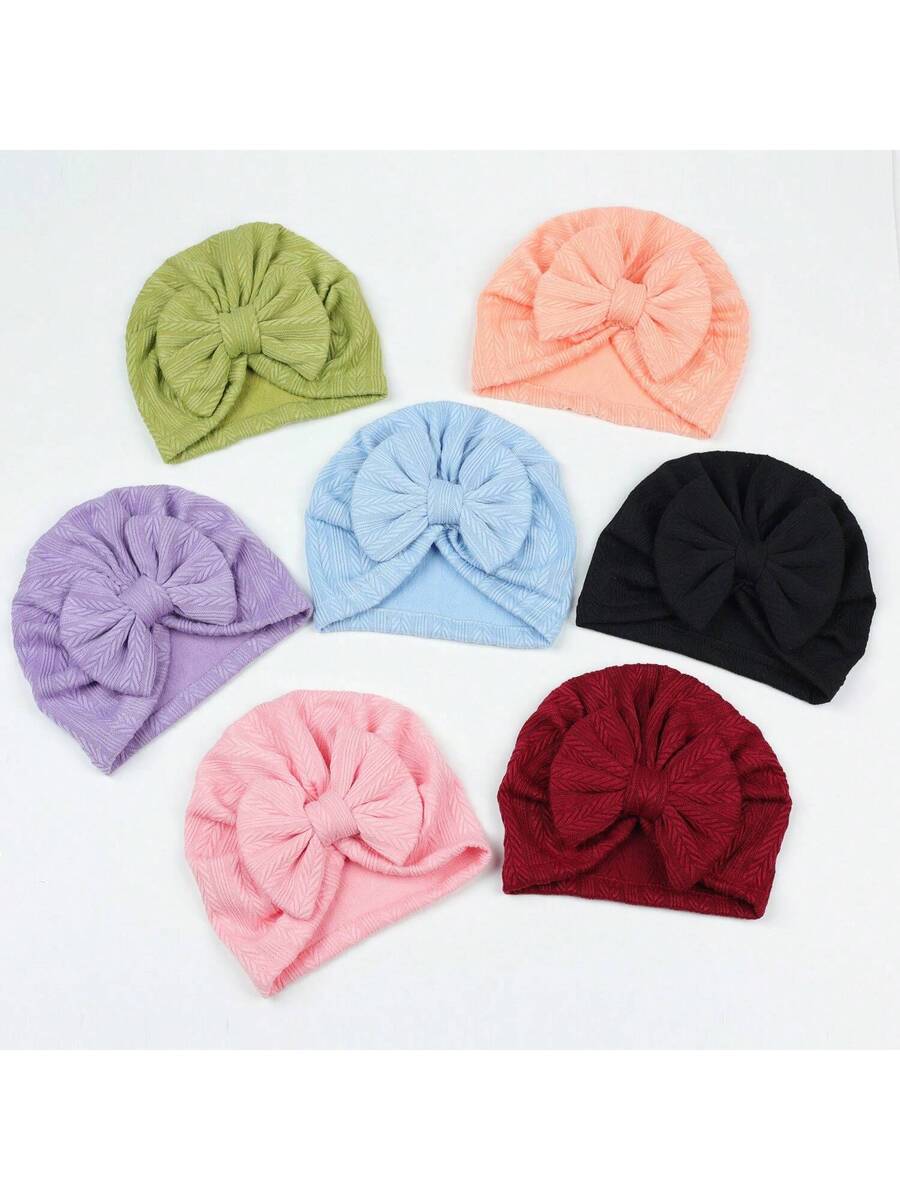12Pack Big Bow Cotton and Linen Baby Hat Set for Cute Daily Wear