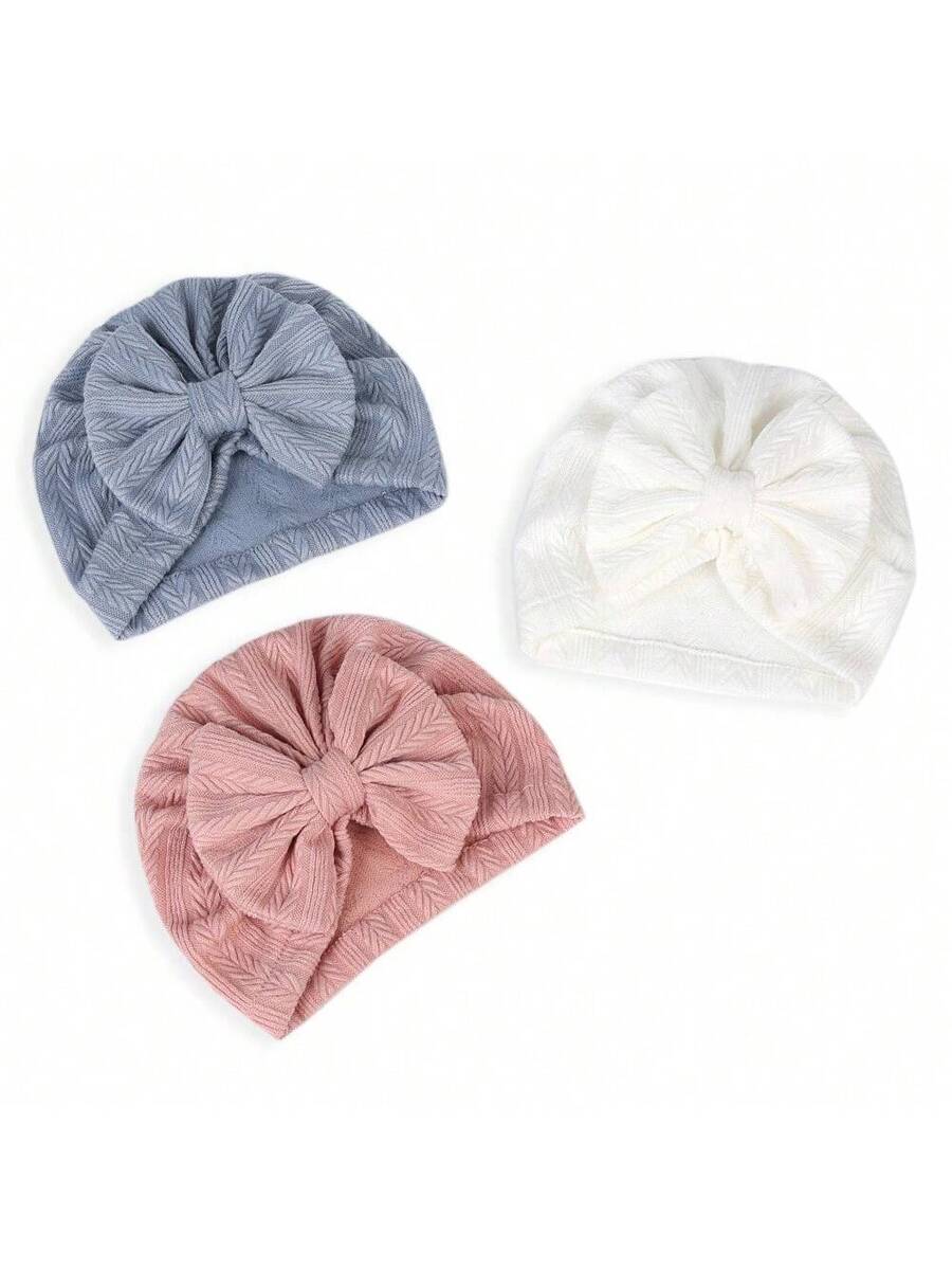 12Pack Big Bow Cotton and Linen Baby Hat Set for Cute Daily Wear