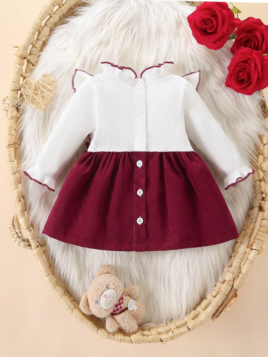 Baby Heart Pattern Dress and Headband Set for Cute All Season Daily Wear