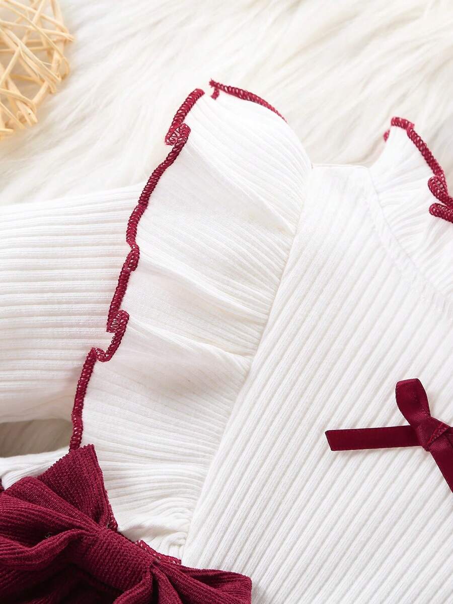 Baby Heart Pattern Dress and Headband Set for Cute All Season Daily Wear
