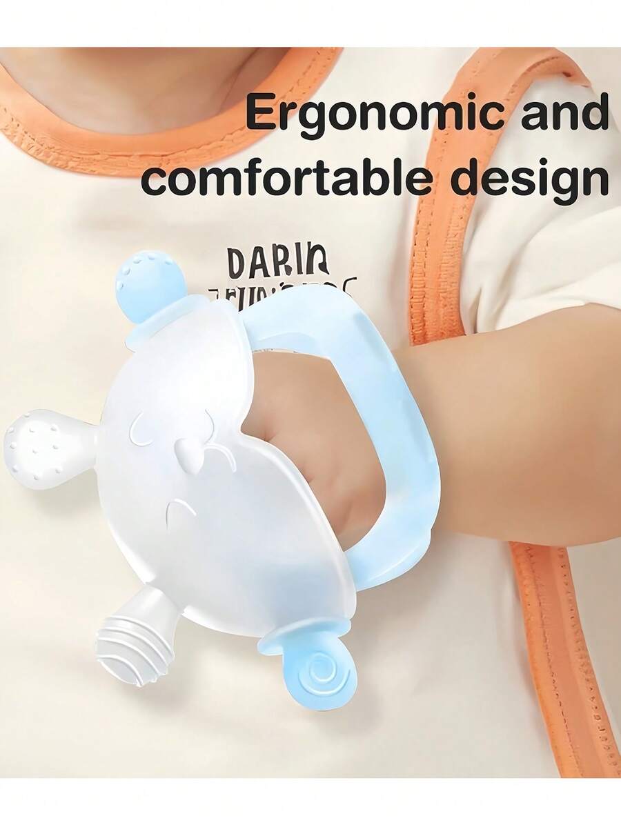 Baby Animal Shaped Silicone Teether Handguard Teething Ring Sensory Toy for Babies 3 Months Plus