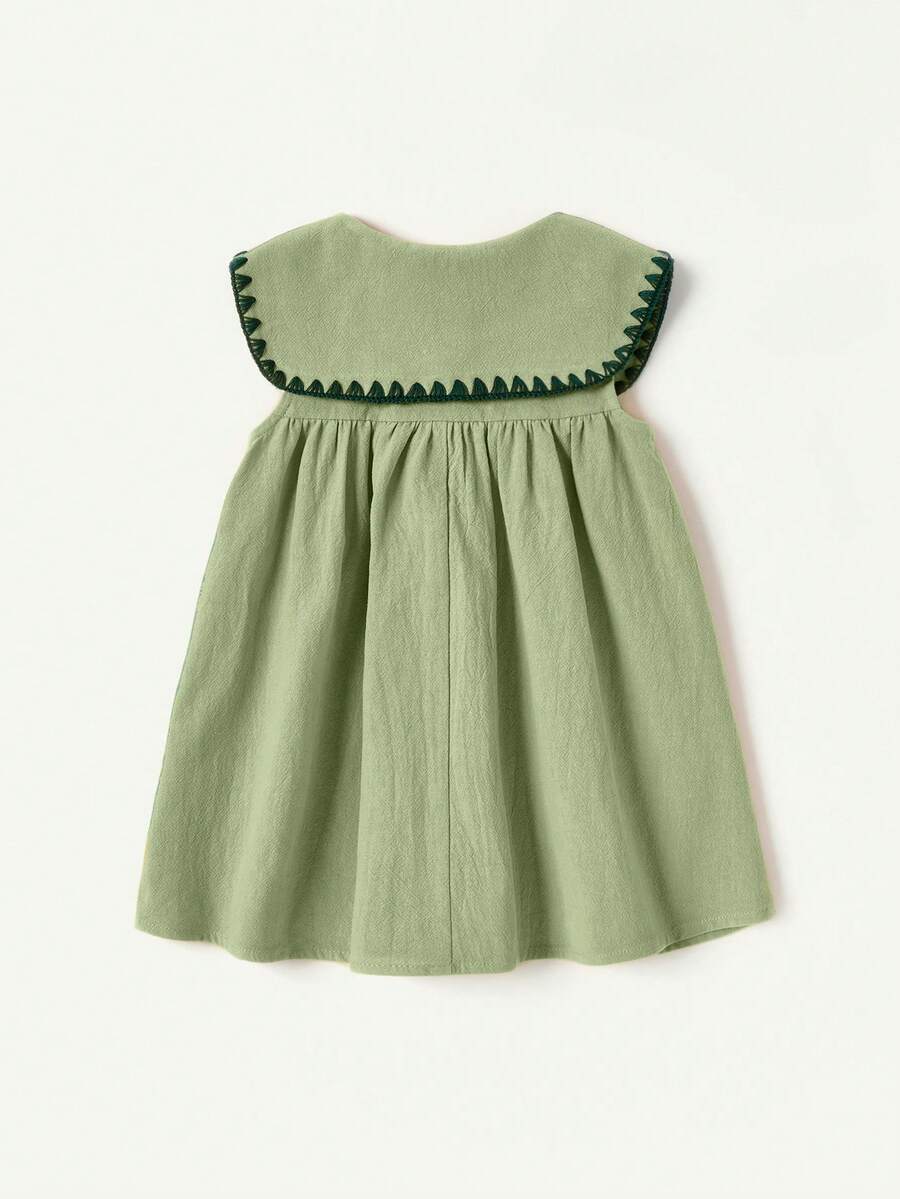 Ruffle Collar Floral Print Sleeveless Dress for Baby Girls