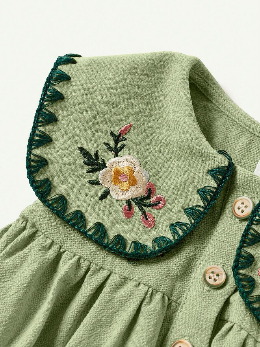 Ruffle Collar Floral Print Sleeveless Dress for Baby Girls