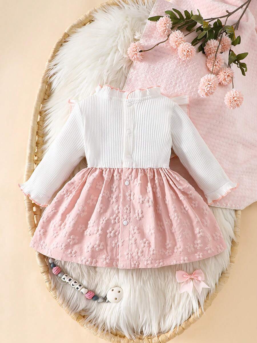 Baby Heart Pattern Dress and Headband Set for Cute All Season Daily Wear