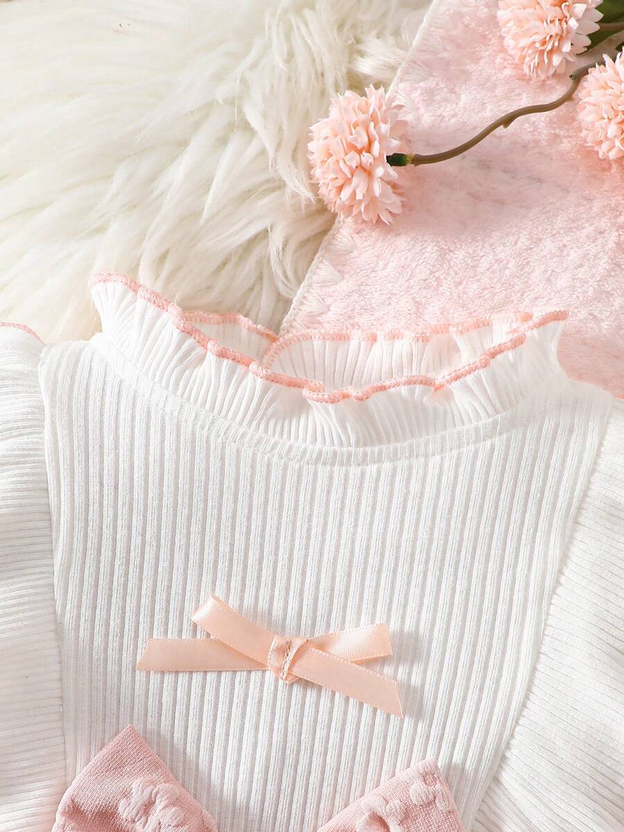 Baby Heart Pattern Dress and Headband Set for Cute All Season Daily Wear