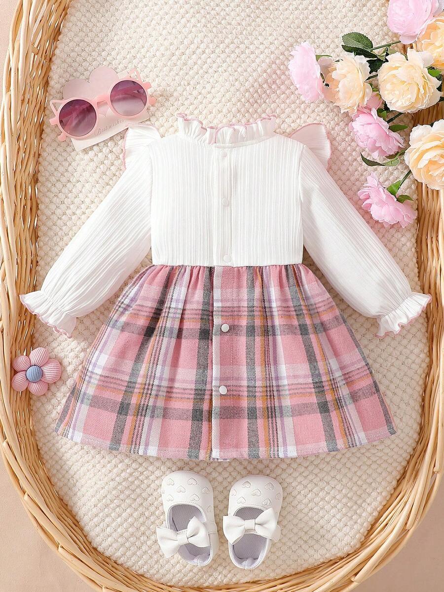 Baby Heart Pattern Dress and Headband Set for Cute All Season Daily Wear