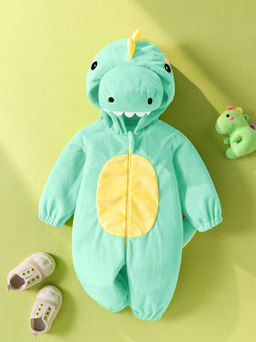 Plush 3D Dinosaur Jumpsuit for Cute Autumn and Winter Daily Wear