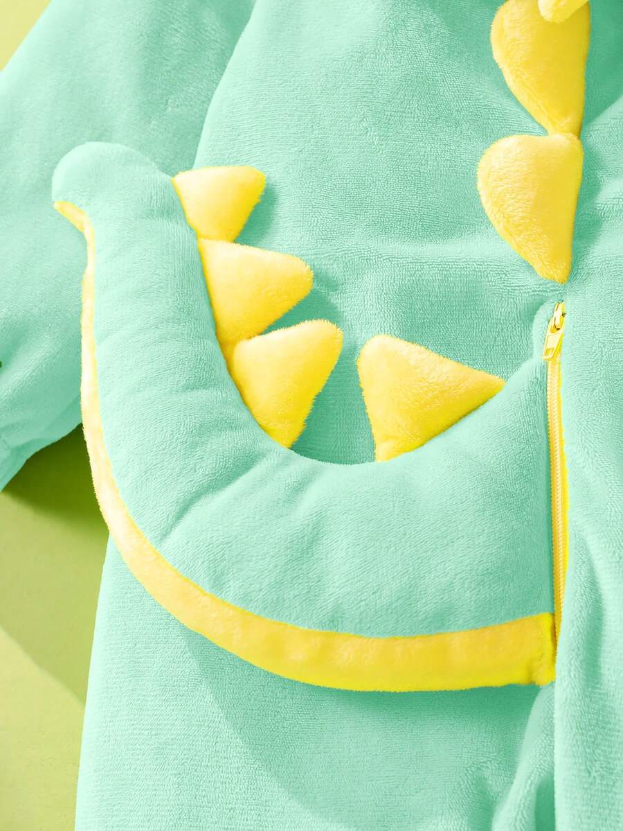 Plush 3D Dinosaur Jumpsuit for Cute Autumn and Winter Daily Wear