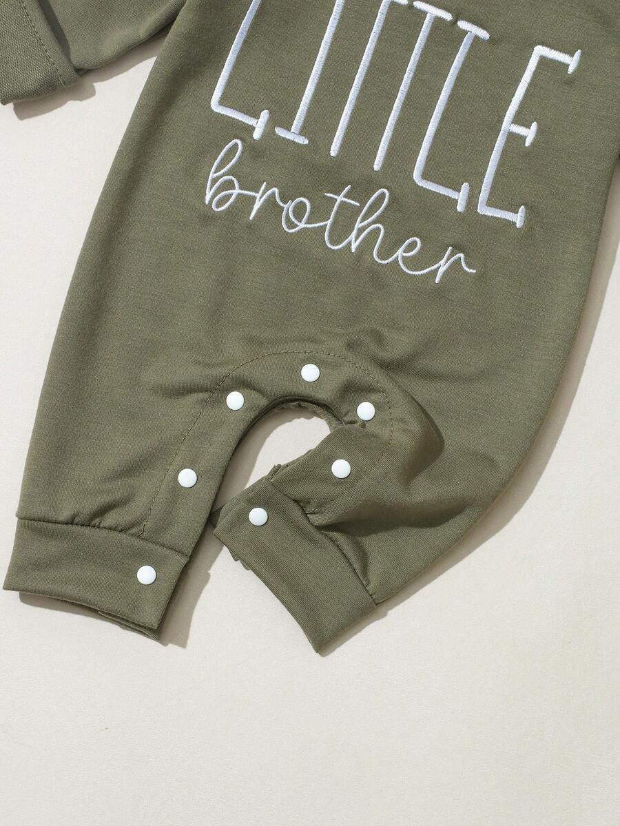 Baby Little Brother Embroidered Outfit Set for Photoshoots and Baby Shower Gifts