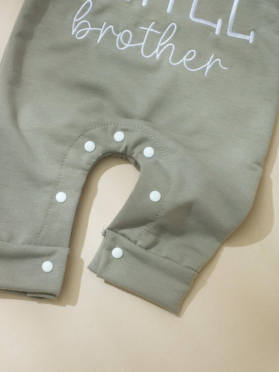 Baby Little Brother Embroidered Outfit Set for Photoshoots and Baby Shower Gifts