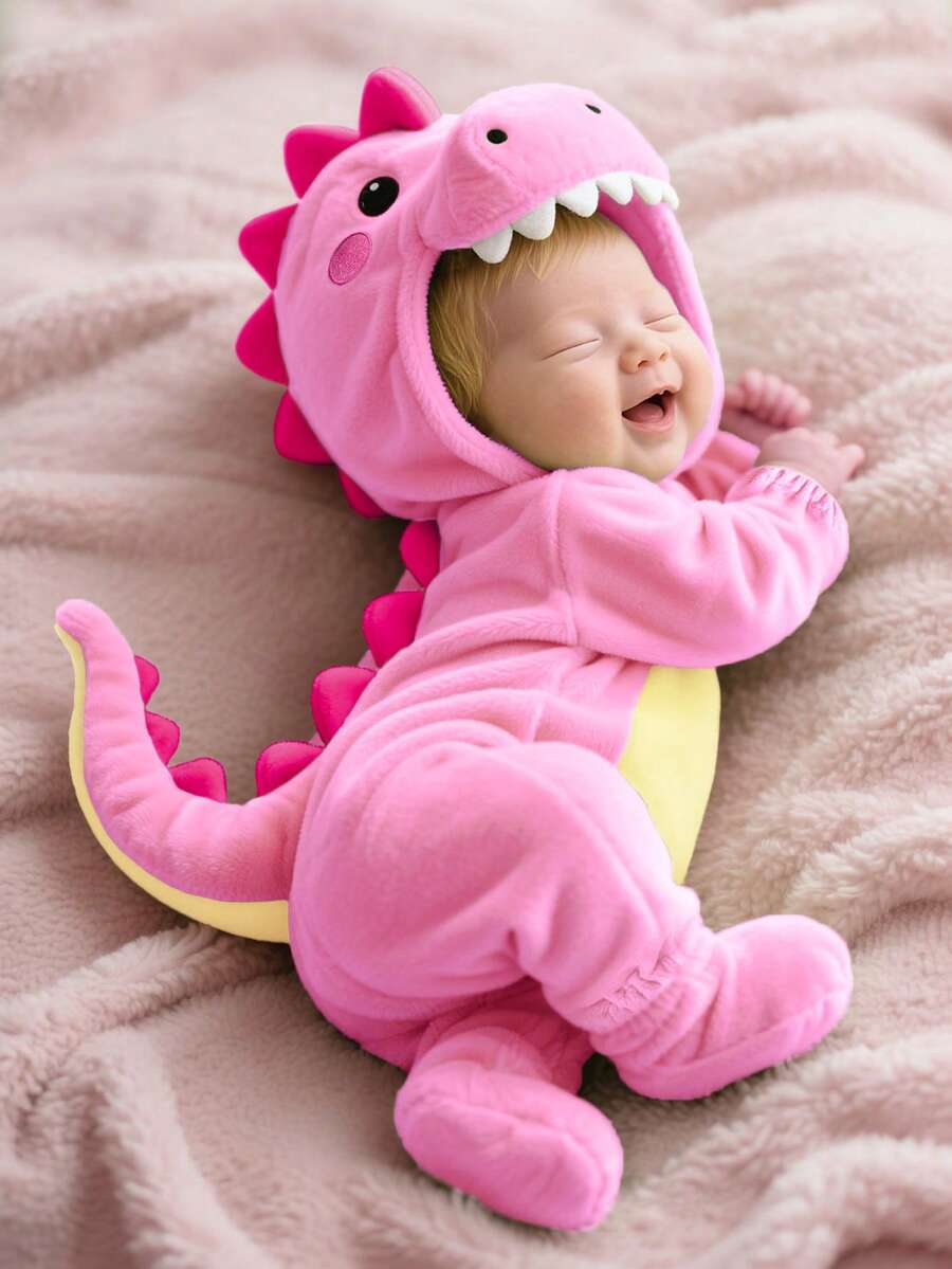 Plush 3D Dinosaur Jumpsuit for Cute Autumn and Winter Daily Wear