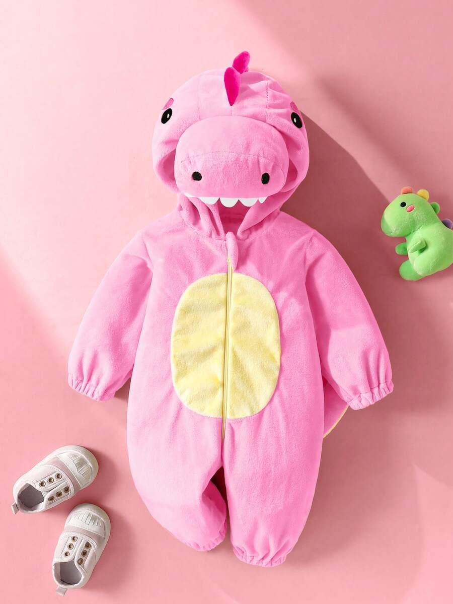 Plush 3D Dinosaur Jumpsuit for Cute Autumn and Winter Daily Wear