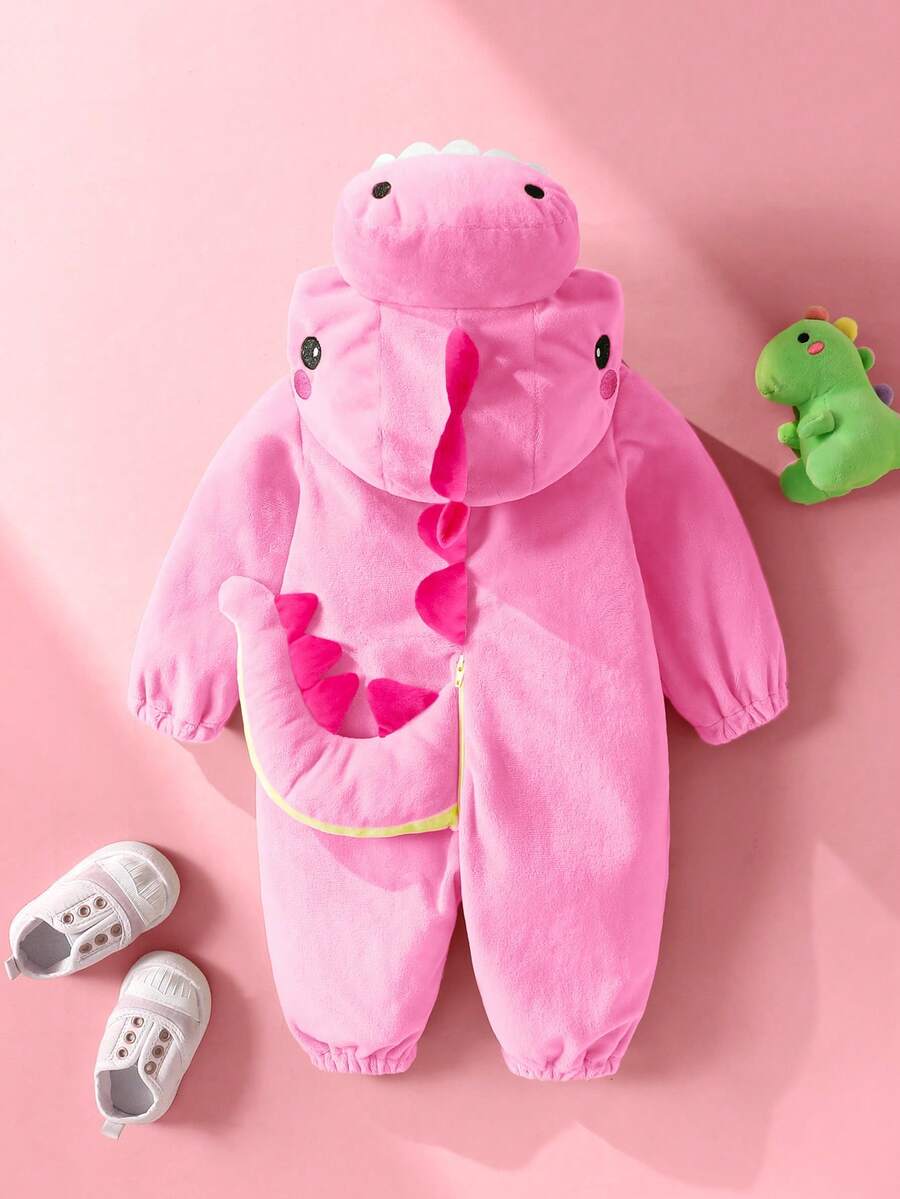 Plush 3D Dinosaur Jumpsuit for Cute Autumn and Winter Daily Wear