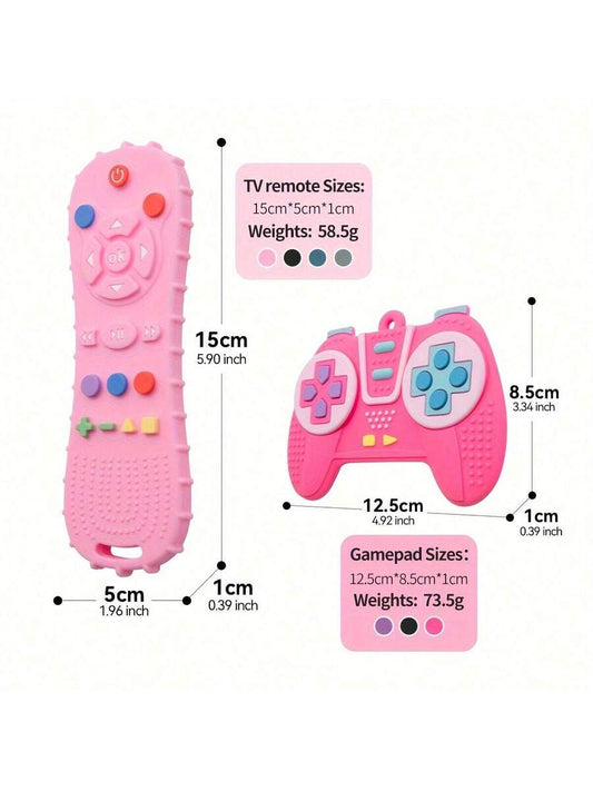 2pcs Baby Silicone Game Controller Teething Toys Sensory Chew Toy Set for 6-12 Months