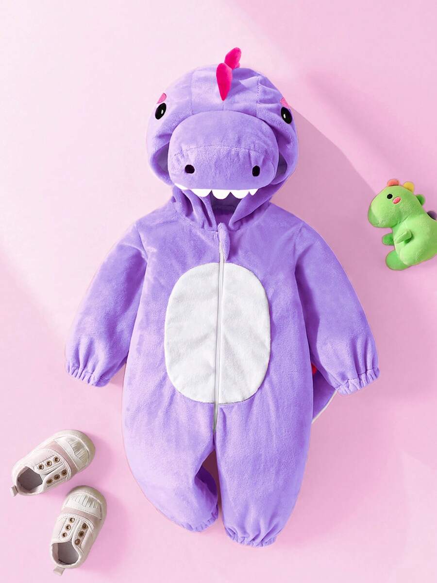 Plush 3D Dinosaur Jumpsuit for Cute Autumn and Winter Daily Wear