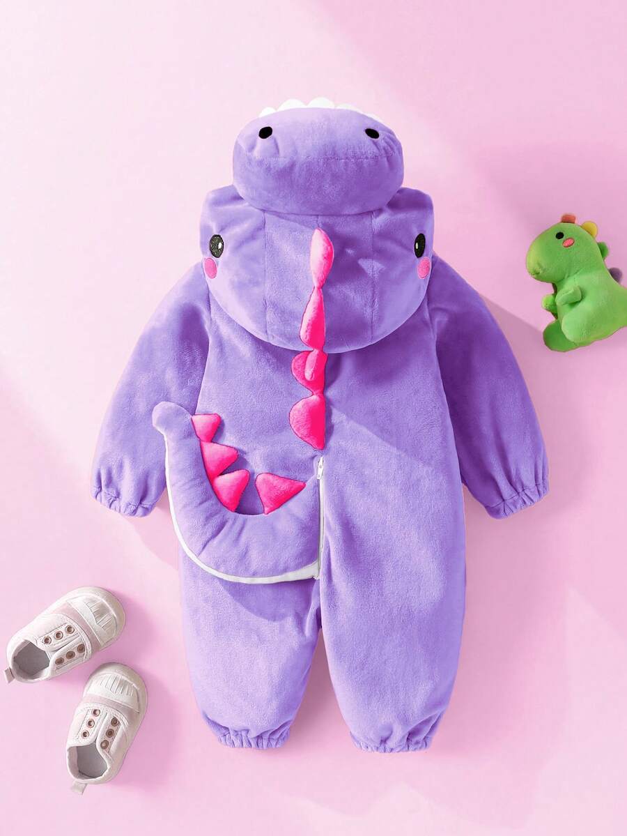 Plush 3D Dinosaur Jumpsuit for Cute Autumn and Winter Daily Wear