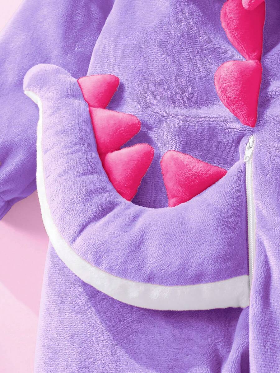 Plush 3D Dinosaur Jumpsuit for Cute Autumn and Winter Daily Wear