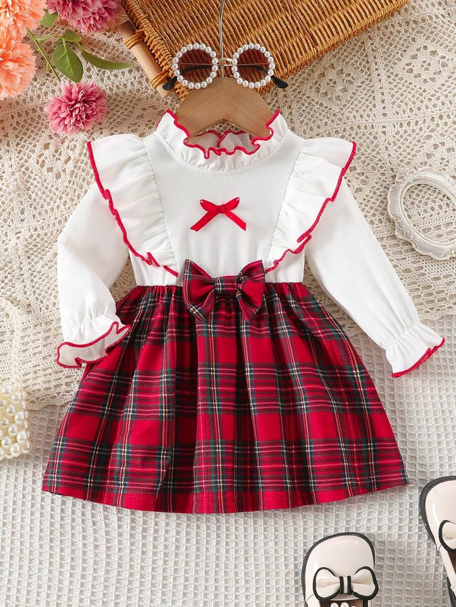 Baby Heart Pattern Dress and Headband Set for Cute All Season Daily Wear