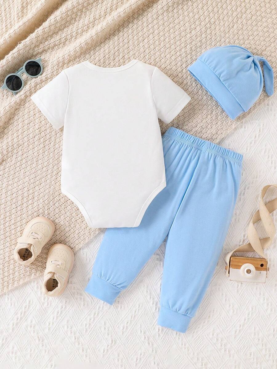 Cute Baby Boy Letter Print Bodysuit & Sweatpants Matching Set for Spring Summer
